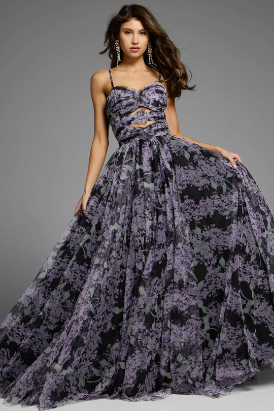 Jovani 40402 - Floral Cutout Prom Dress