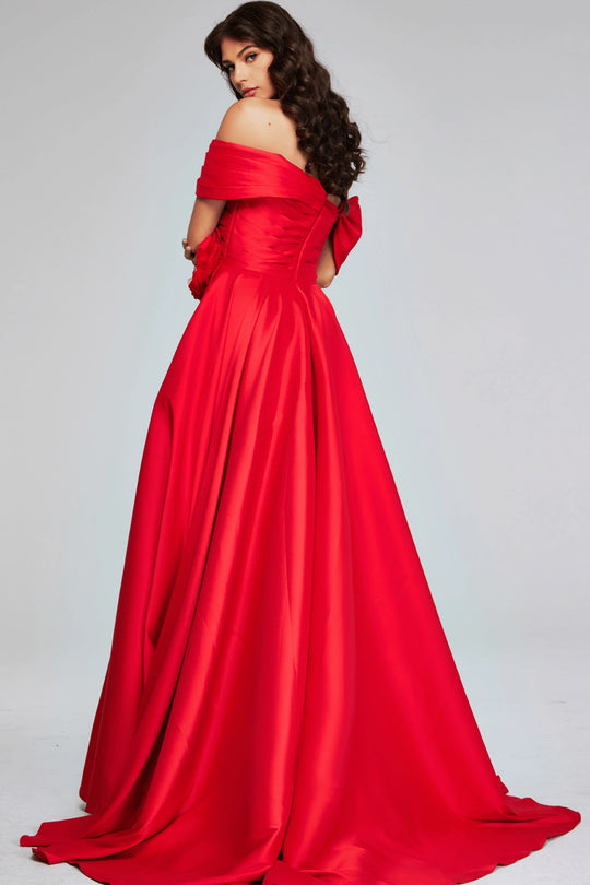 Jovani 40832 - Rosette Slit Evening Gown