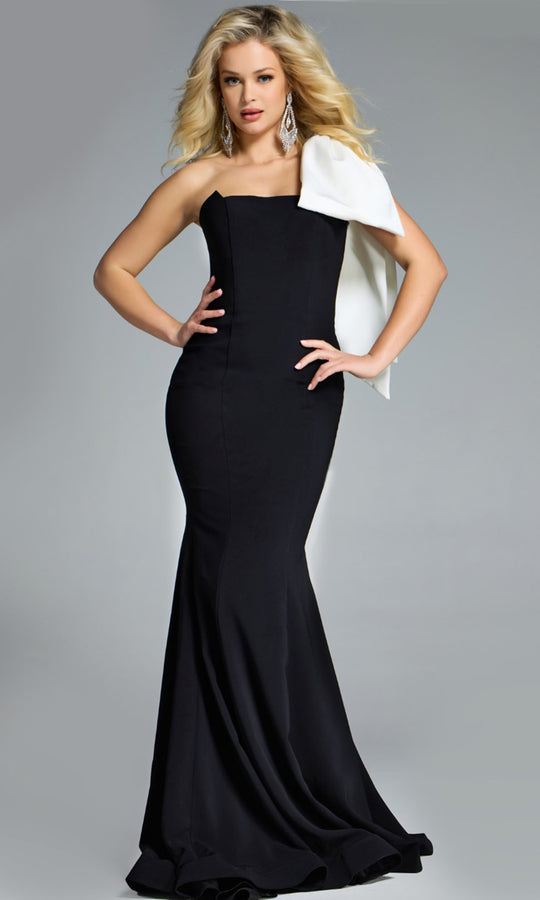 Jovani 41132 - Bow Accent One Shoulder Mermaid Gown
