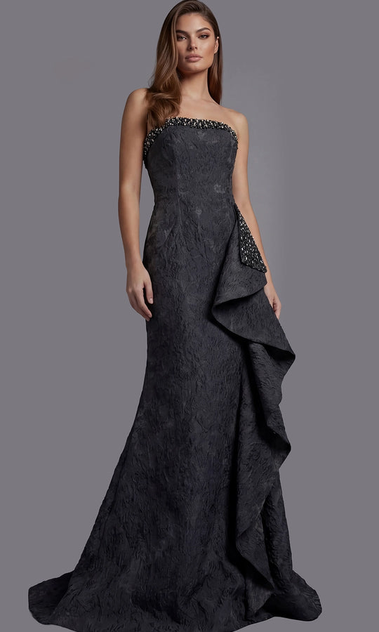 Jovani 41135 - Beaded Neckline Textured Evening Gown