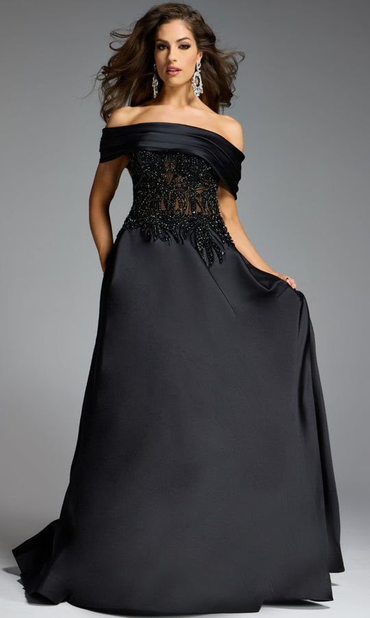 Jovani 41198 - Off Shoulder A-Line Gown with Beading