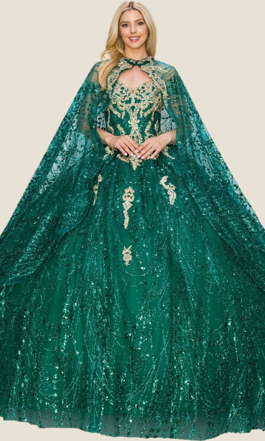 Cinderella Couture 4201 - Off Shoulder Quinceanera Gown with Cape