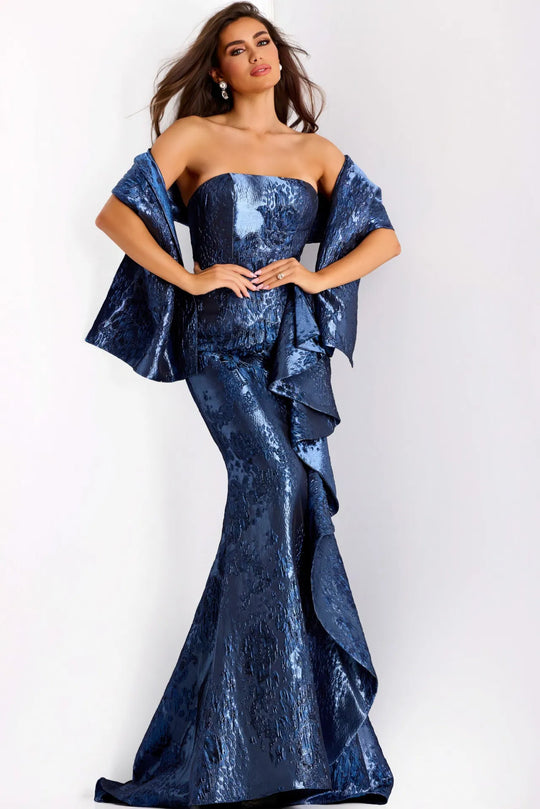 Jovani 42028 - Mermaid Gown with Ruffled Accents