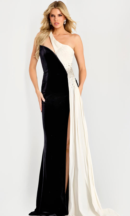 Jovani 42140 - One Shoulder Color Block Evening Gown