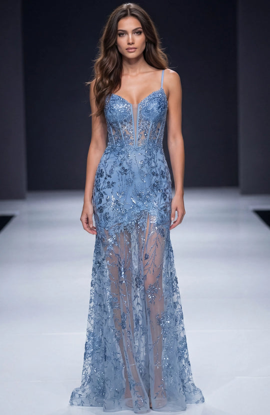 Jovani 42203 - Floral Motif Prom Dress