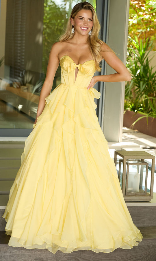 Ava Presley 42209 - Strapless Layered Ruffles Corset Prom Gown