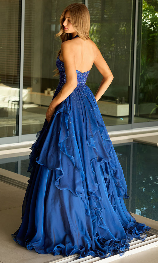 Ava Presley 42238 - Beaded Halter V-Neck Ballgown