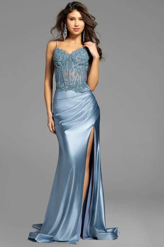 Jovani 42259 - Applique Sheer Corset Gown
