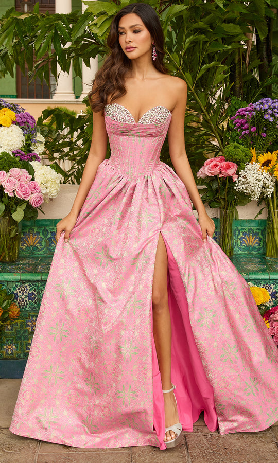 Ava Presley 42318 - Metallic Jacquard Beaded Ball Gown