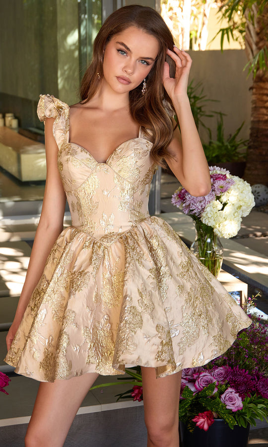Ava Presley 42395 - Ruffle Strap Mini Jacquard Dress