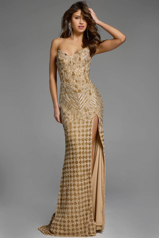 Jovani 42412 - Embellished V-Neck Prom Dress