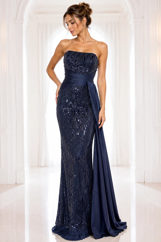 Jovani 42427 - Sequin Embellished Strapless Evening Gown