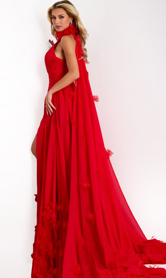 Jovani 42861 - Halter A-Line Gown with Attached Cape