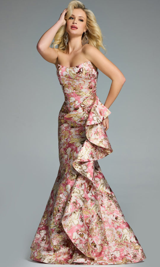 Jovani 42927 - Scoop Neckline Taffeta Trumpet Evening Gown