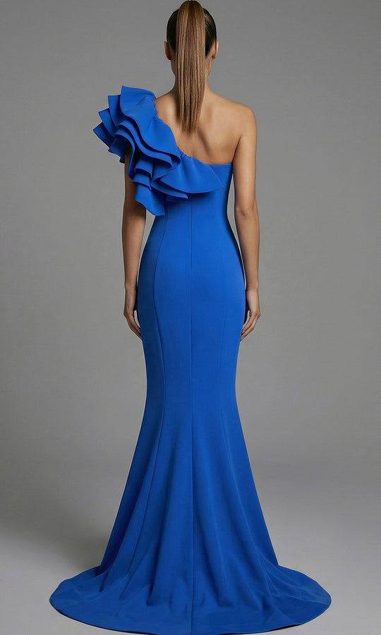 Jovani 43000 - Sculpted Ruffle One Shoulder Evening Gown