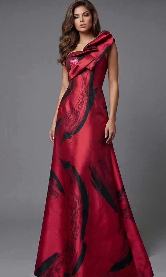 Jovani 43047 - One Shoulder Abstract A-Line Gown