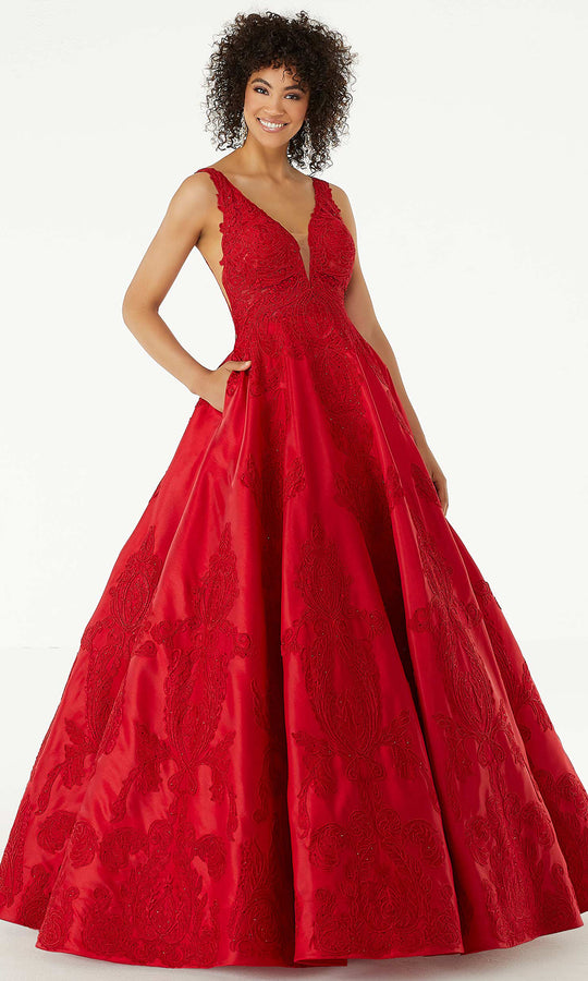 Mori Lee 49327 - Baroque Plunging Neckline Ballgown