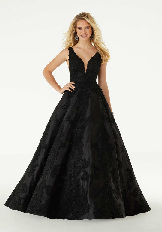 Mori Lee 49327 - Baroque Plunging Neckline Ballgown
