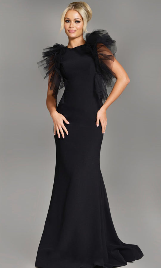 Jovani 43153 - Ruffle Sleeve Sheath Evening Gown