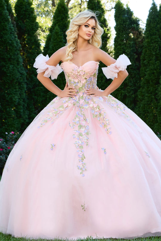 Jovani Q43231 - Floral Embellished Sweetheart Quinceanera Gown