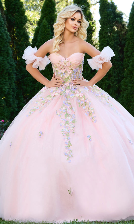 Jovani Q43231 - Floral Embellished Sweetheart Quinceanera Gown