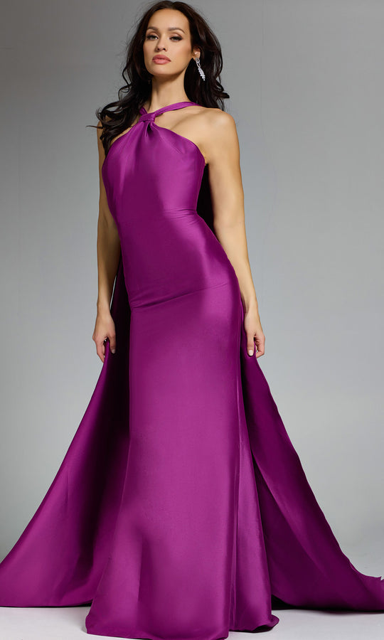 Jovani 43280 - Halter Evening Gown with Flowing Cape