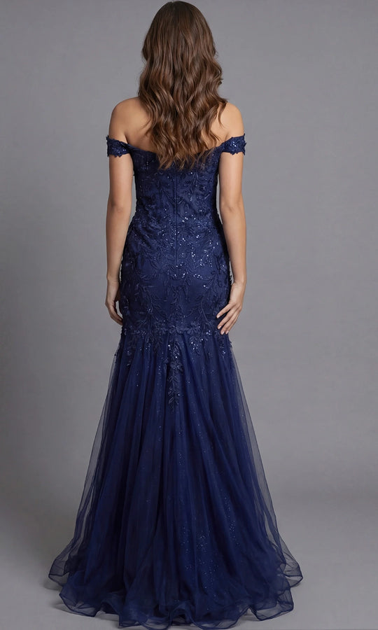 Jovani 43405 - Floral Applique Mermaid Tulle Evening Gown