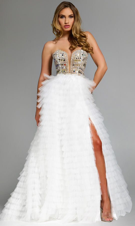 Jovani 43412 - Embellished Corset Layered Tulle Ballgown
