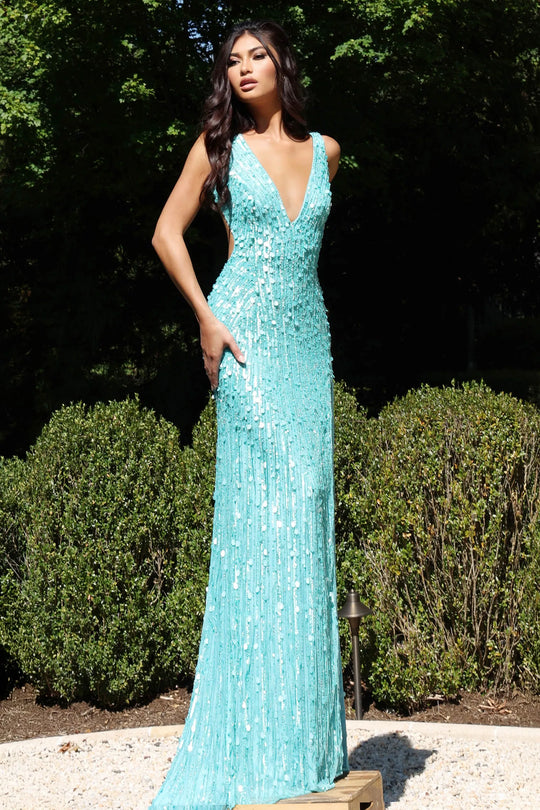 Jovani 43623 - Plunging Sequin Prom Dress