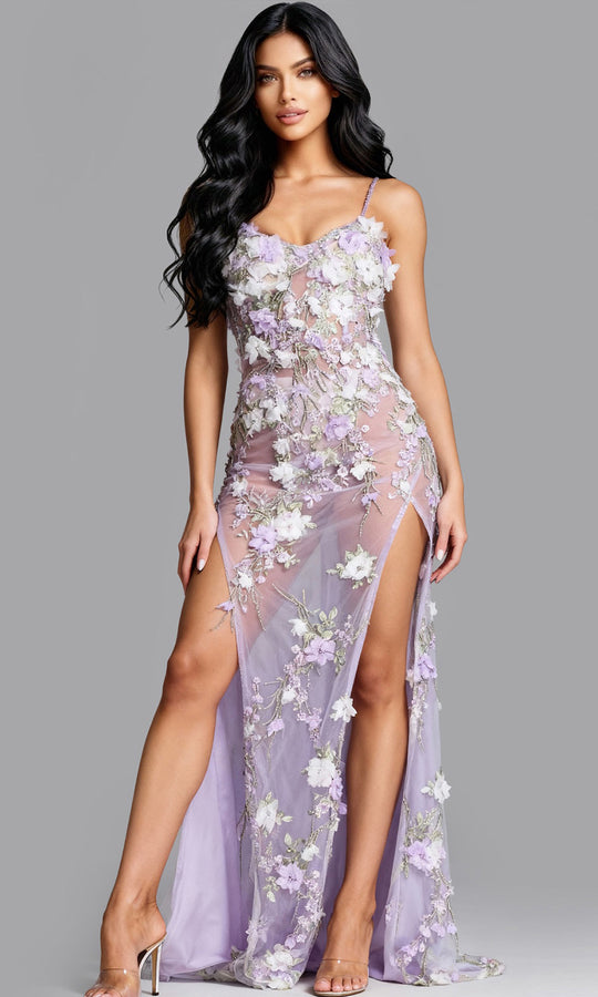 Jovani 43706 - Illusion Bodice Floral Sleeveless Dress