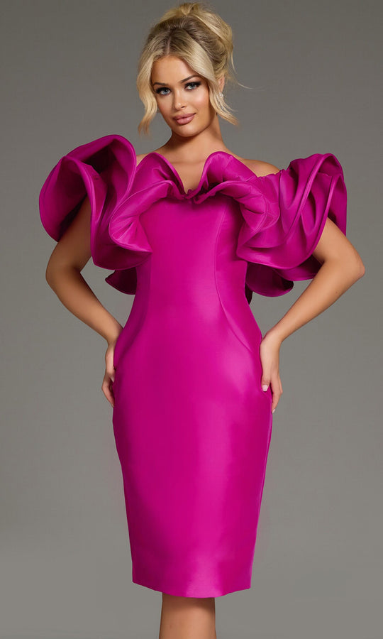 Jovani 43758 - Ruffled Off Shoulder Sheath Dress