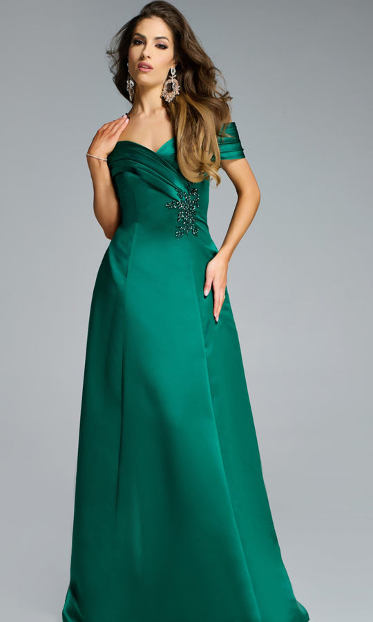 Jovani 43808 - Embellished Off Shoulder A-Line Gown