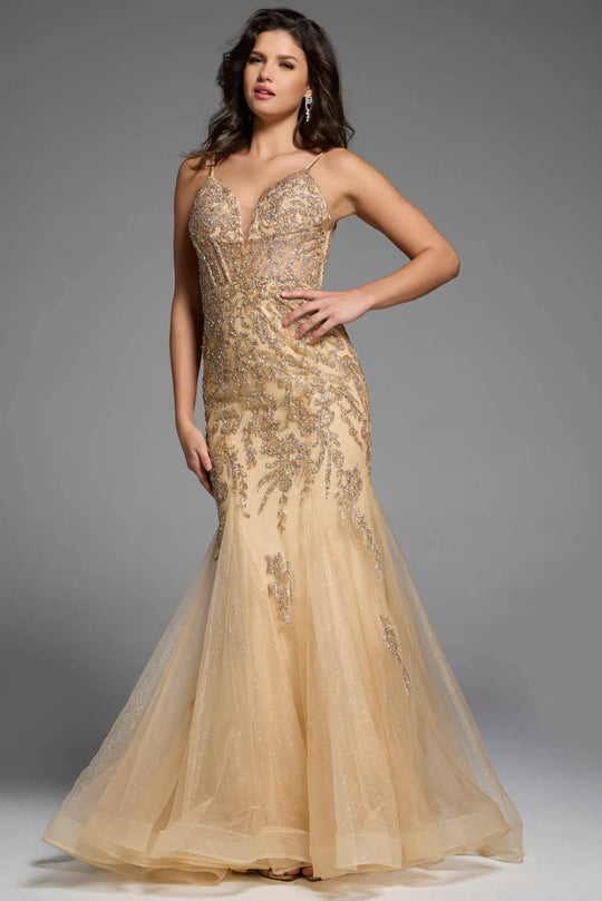 Jovani 43845 - Plunging Sweetheart Mermaid Prom Dress