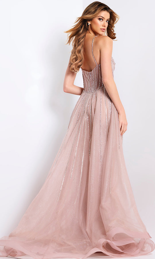 Jovani 43854 - Beaded Mesh Overskirt Prom Gown
