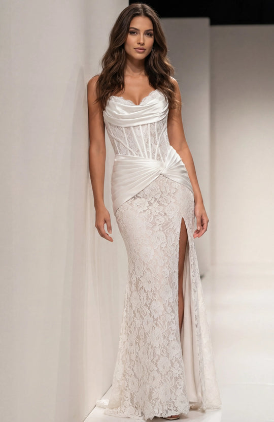 Jovani 43859 - Draped Satin Prom Dress