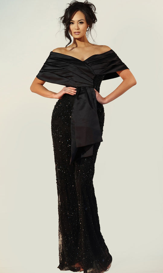 Jovani 44018 - Off Shoulder Embellished Wide Leg Jumpsuit