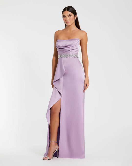 Ieena Duggal 44133 - Strapless Cowl Beaded Waist Dress