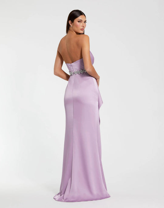 Ieena Duggal 44133 - Strapless Cowl Beaded Waist Dress