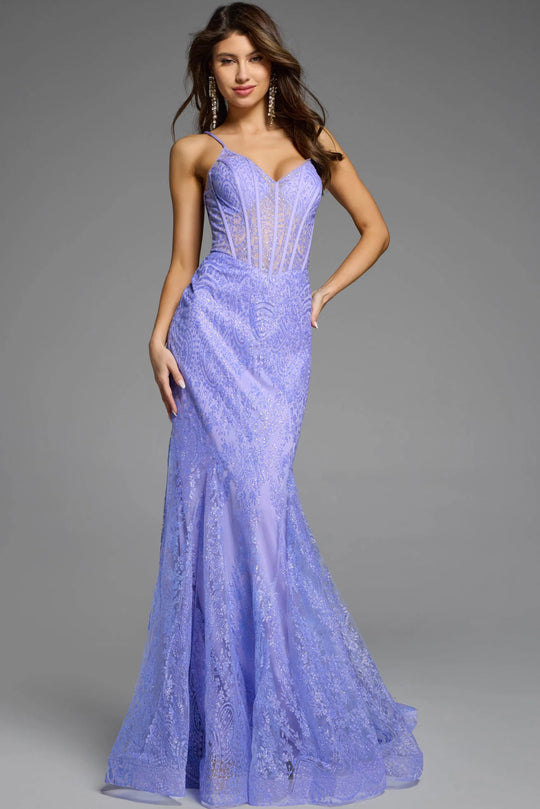 Jovani 44142 - V-Neck Basque Prom Dress