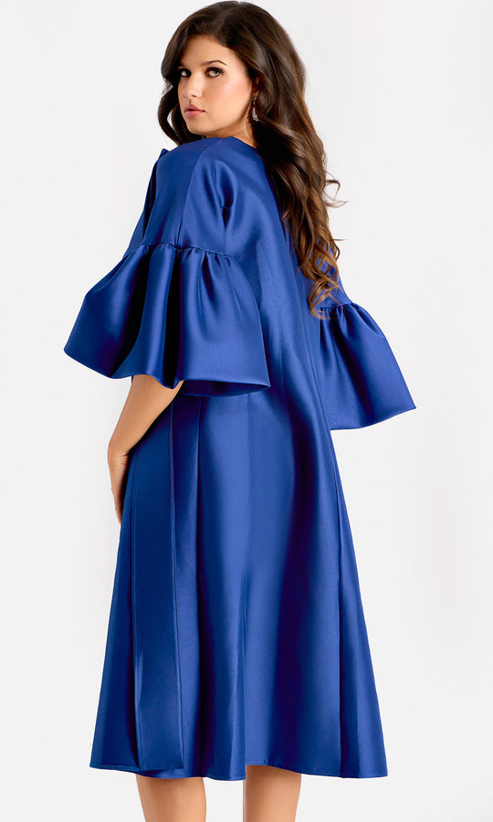Jovani 44193 - Cape Bell Sleeve Knee-Length Dress