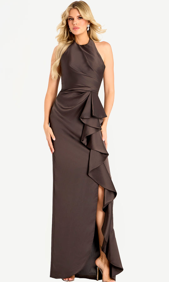 Jovani 44472 - Halter Ruffle Column Evening Gown