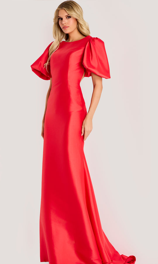 Jovani 44522 - Puff Sleeve Tie Open Back Evening Gown