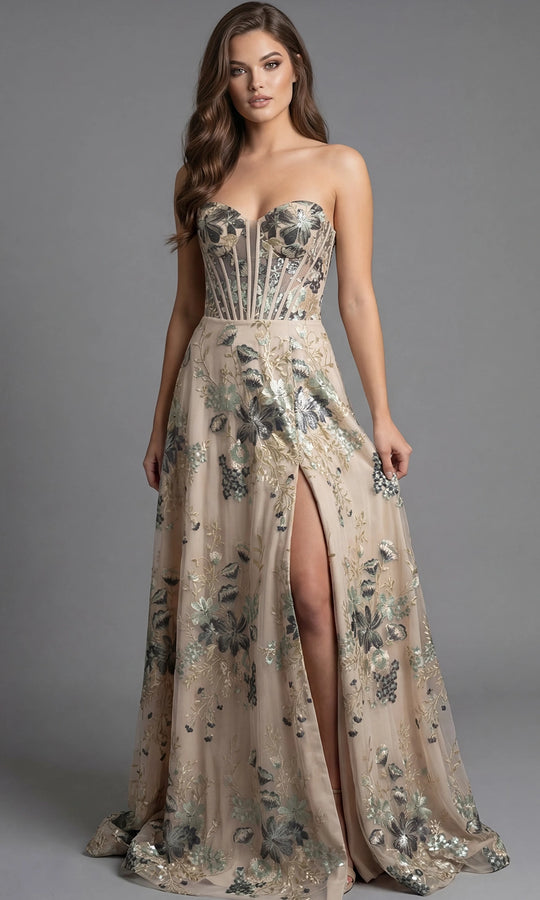 Jovani 44659 - Sweetheart Embroidered A-Line Gown