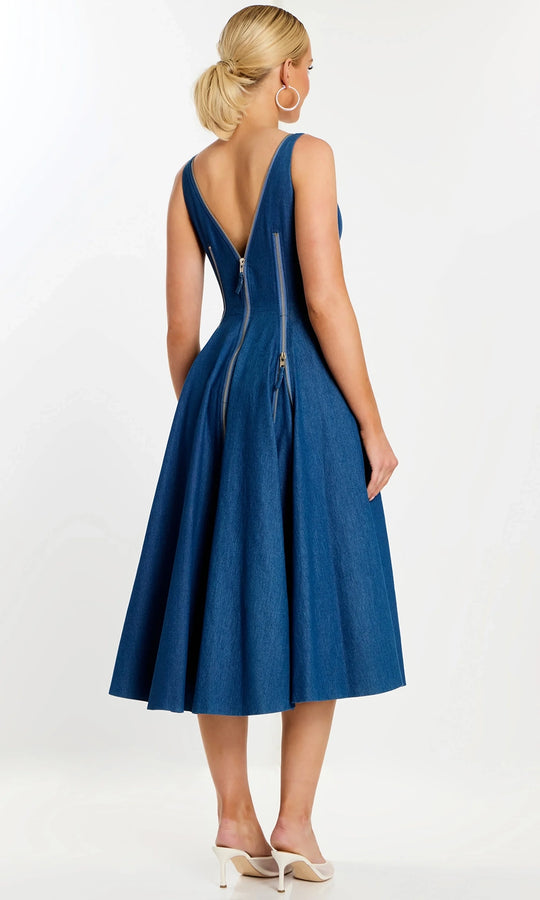 Jovani 44680 - Sleeveless Zipper Detail Tea-Length Dress