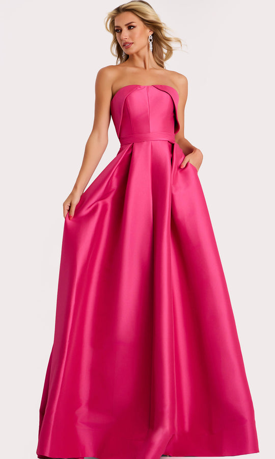 Jovani 44719 - Strapless A-line Gown with Pleated Bodice