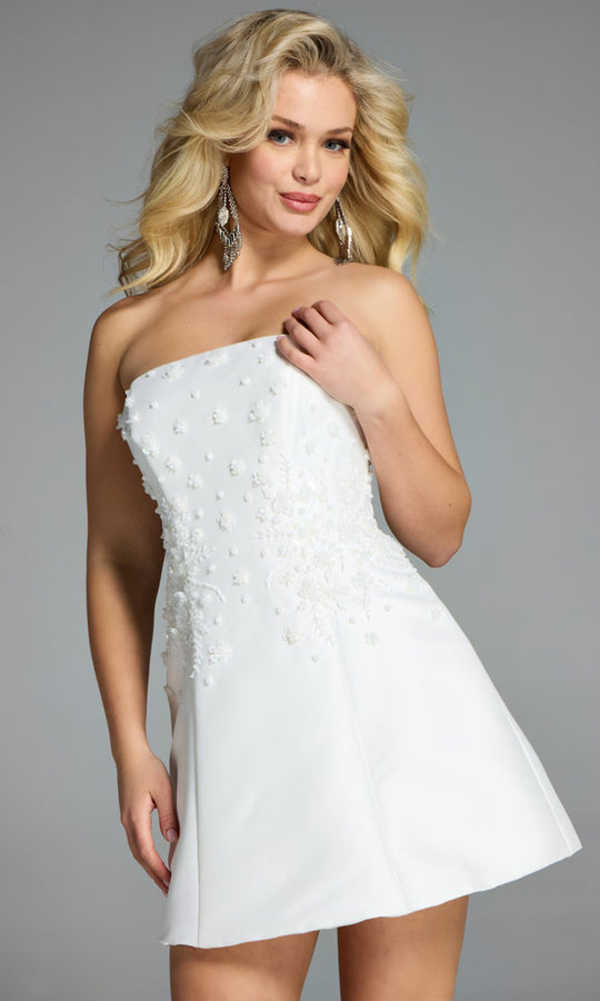 Jovani 44855 - Strapless A-Line Cocktail Dress with 3D Florals
