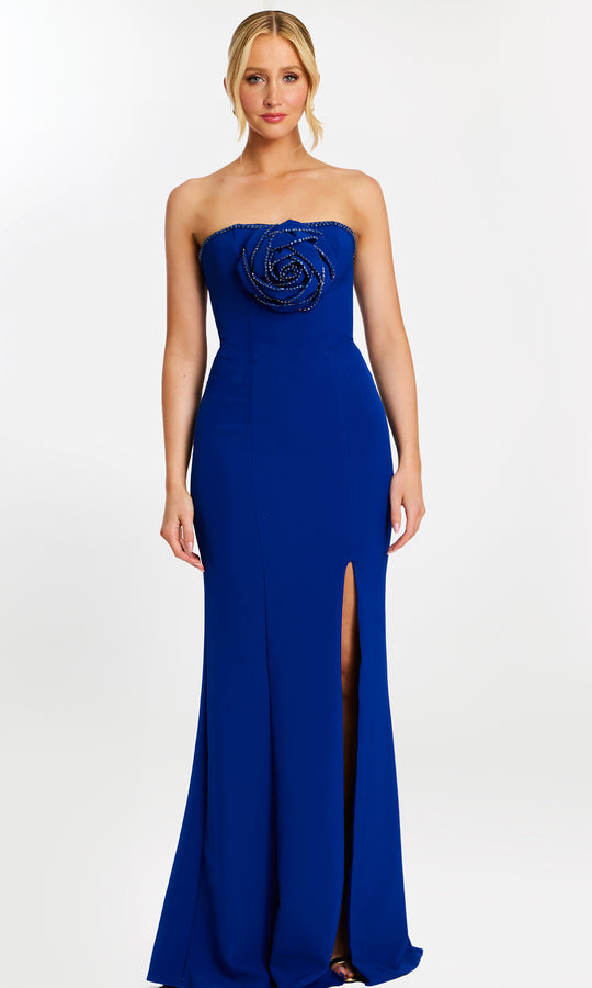 Jovani 45151 - Beaded Rose Applique Long Strapless Gown