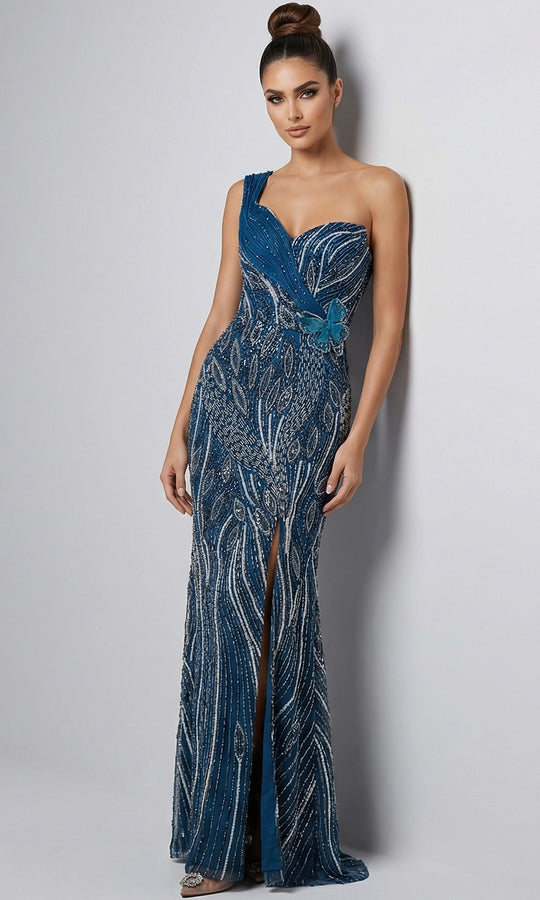 Jovani 45208 - Fully Beaded One Shoulder Column Gown
