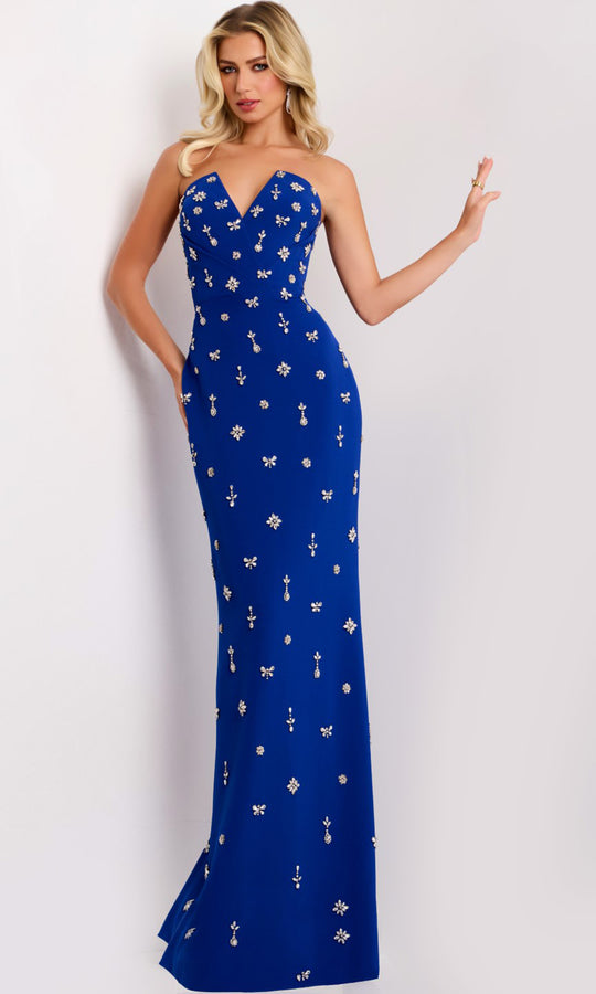 Jovani 45248 - Strapless Rhinestone Applique Column Gown