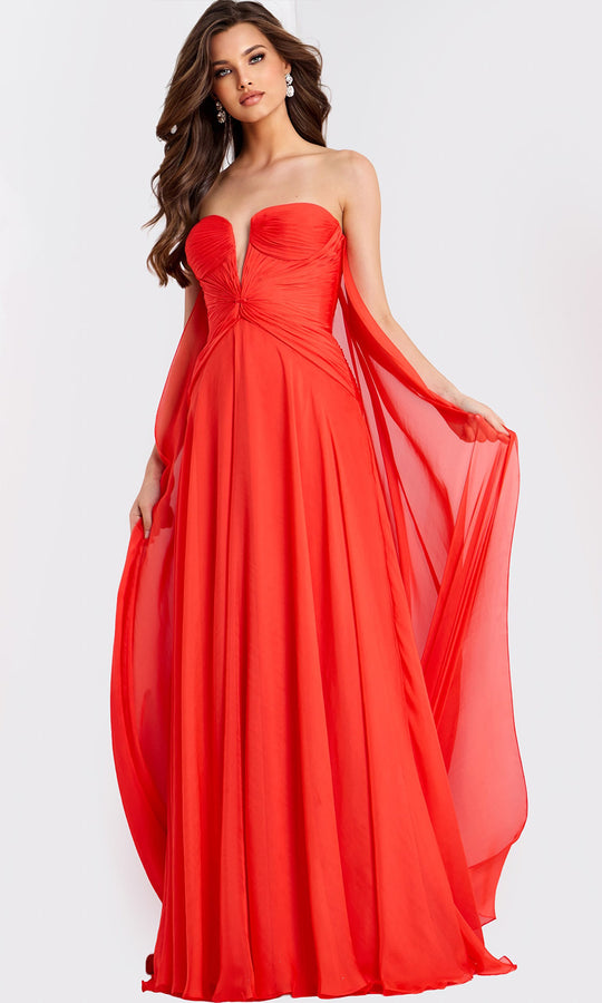 Jovani 45269 - Strapless Chiffon Prom Gown with Cape Detail